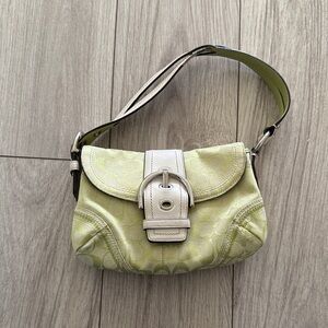Coach Lime Green Vintage Signature SoHo Bag with buckle Y2K